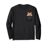 Funny Norwegian Buhund Puppy Dog In Pocket Cute Pet Lover Long Sleeve T-Shirt