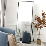 NeuType Longueur complète Miroir Debout à Suspendre ou appuyé Contre Le Mur, Grand Rectangle Miroir de Chambre à Coucher de Sol Miroir Miroir Miroir Mural Coiffeuse, Art déco 163x54cmNoir