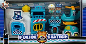 Toy Police Station Role Play set Helicopter Car Toddler Kids Policeman Action