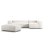 Grand 4-Seter Sofa Divan Høyre åpent endestykke med Fotskammel, Steam White