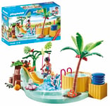 PLAYMOBIL 71529 myLife Promo Pack: Children's pool with whirlpool, water fun in the paddling pool, including wave slide, spring rocker, and baby swing, detailed play sets suitable for children ages 4+