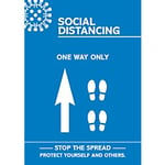 Seco Health & Safety Poster Social distancing - one way only straight A4 Semi-Rigid Plastic Blue, White 42 x 59.5 cm