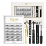 Individual-Lashes 240 Cluster-Lashes QUEWEL DIY Lash Extensions Kit, Clusters Eyelash Applicator, Cluster Lashes Bond and Seal Super Hold, Clusters Lash Glue Remover Easy to Remove(10D-0.10D MIX8-14)