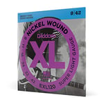 D'Addario Guitar Strings - XL Nickel Electric Guitar Strings - EXL120 - Perfect Intonation, Consistent Feel, Reliable Durability - For 6 String Guitars - 09-42 Super Light