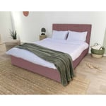 Klimt - lit coffre - 140x190 - en velours - sommier inclus - rose