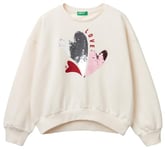 United Colors of Benetton Girls and Girl's Jersey G/C M/L 3J68C10K0 Hooded Sweatshirt, White, 150 cm