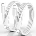 CLEEFUN iPhone 15 16 Charger Cable [3m, 2-Pack], White Long 60W USB C to USB C Charging Cable, Type C to C Lead for MacBook Pro/Air 2022/2020, iPhone 15 16 Plus Pro Max, iPad Pro 2020, iPad Air 4/5