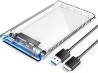 ORICO USB 3.0 Boîtier Externe pour Disque Dur 2,5", SATA III 6Gb/s, pour HDD et SSD DE 2,5 Pouces et 7/9,5 mm, sans Outil, Haute Vitesse, UASP (Transparent)