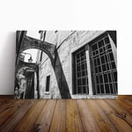 Big Box Art Canvas Print Wall Art Architecture Street View Black and White | Mounted & Stretched Box Frame Picture | Home Decor for Kitchen, Living Room, Bedroom, Hallway, Multi-Colour, 20x14 Inch