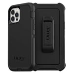 OtterBox iPhone 12 & iPhone 12 Pro Defender Series Case - BLACK, rugged & durable, with port protection, includes holster clip kickstand