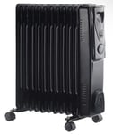 Portable 11 Fin 2500W Electric Oil Filled Radiator Heater in Black