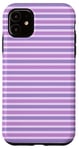 Coque pour iPhone 11 Lilas Mauve Rayé Esthétique Girly Preppy Purple Stripes