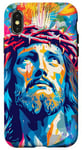 Coque pour iPhone X/XS Bleu Pop Art Tropical Jesus Is King Christian Faith Nouveautés