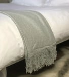 Luxury Mohair Woollen Feel Blanket Throw Light Dove Grey Large Bed Sofa Fringe