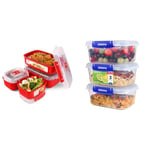 Sistema Heat and Eat Microwave Set | 4 Rectangular Food Containers with Lids & KLIP IT PLUS Food Storage Containers | 1 L | Leak-Proof, Stackable & Airtight Fridge/Freezer Containers with Lid