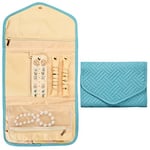 Cozlly Sac à bijoux de voyage - Pliable - Pour boucles d'oreilles, bagues, colliers, bracelets, montres - Turquoise