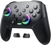 Manette De Jeu Sans Fil Compatible Avec Switch Pro Controller Pour Switch/Switch Lite/Oled/Pc,Pairing À Une Touche Avec Led Rvb 9 Couleurs 800 Mah,Batterie 6 Axes,Fonction Wake Up