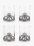 Royal Selangor Ace Glass Tumblers, Set of 4, 300ml, Pewter Grey/Clear