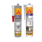 SIKA - Mastic-colle transparent - Multi-usages - Maintien immédiat - Intérieur et extérieur - 290ml + Mastic Silicone pour joint de menuiserie & vitrage - Multi-supports - Transparent - 300ml