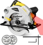 Scie Circulaire 1500W,Scie Circulaire à main avec rail de guidage & guidage laser,5500RPM,(Ø lame de scie : 185mm,incl.2*scie circulaire (24T+40T),profondeur de coupe max.65mm.[W673]