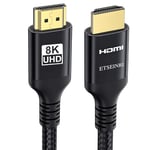 Etseinri 8K 4K Câble HDMI 20M, Nylon 48Gbps Haute Vitesse HDMI® Cable 4K 240Hz 165Hz 144Hz 120Hz 8K 60Hz 4:4:4 DTS:X eARC HDCP2.3 HDR10+ TV Moniteur Projecteur PC de Jeu PS5 X-box