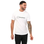 Berghaus Mens Organic Big Logo Colour T-Shirt in White Cotton - Size Large