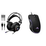 Lycander Gaming Headset with Microphone LED Light, 3.5mm input - for PC, PS4, Xbox One, Nintendo Switch and more & Gaming Mouse, 1.5M Cable