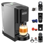 5 in 1 Espresso Single Serve Coffee Machine for Nespresso Original/Dolce Gusto/Lavazza Mio/L’OR/Ground Capsule and ESE Coffee Pods,19Bar multi-Capsule Coffee Machine AC-513HF (Black-FH)