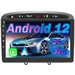 AWESAFE Autoradio Android 12 pour Peugeot 308/408(2007-2013) [2Go+32Go] avec Carplay 9 Pouces GPS Android Auto WiFi DSP FM Commande au Volant/Bluetooth/Aide au Stationnement-Gris