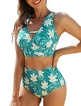 Women's Bikini Sets, Ladies Swimming Costume Cut Out Swimsuit Tummy Control Swimwear 2 Piece Bralette Push UPBikini Tops & High-Waisted Bikini Bottoms Printed Bathing Suits Beachwear Modest Swimwear