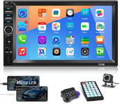 7"" EQ Autoradio Double din avec Mirror Link,multimédia MP5 Player Bluetooth Mains Libres AUX USB SWC FM Receiver + caméra de recul(Q636)