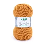 Gründl Laine à feutrer, tricoter et crochet, fil 100 % laine vierge, 50 g/50 m, taille des aiguilles 8-9, 1 x 50 g), curry