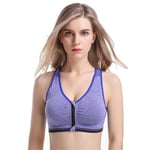 Soutien-gorge de sport pour femme avec fermeture éclair sur le devant - Sans coutures - Dos nageur avec soutien-gorge rembourré amovible à fermeture éclair - Bleu XXL 95B 95C 95D 95A