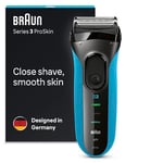 Braun Series 3 ProSkin Electric Shaver, Electric Razor for Men With Precision Head, Cordless, Wet & Dry, 2 Pin Bathroom Plug, 3010s, Black/Blue Razor