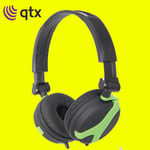 QTX QX40 Green Stereo OFC Leather Cushioned Foldable Headphones 1.5m 100.635UK