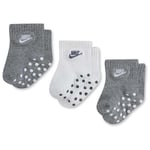 NIKE Children's Apparel Kids' Toddler Mid Cut Quarter Gripper Socks, Grey/White, 3/4.5