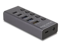 Delock Usb 5 Gbps-Hub Med 2 X Usb Type-A Og 2 X Usb Type-C-Kontakt Og 1 X Hurtigladeport + Bryter