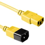 ACT Power Cable 1.2m, C13 to C14 Extension Cable for Cold Devices, IEC Male to Female 3 Pin Power Cable- AK5117 Yellow