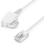 deleyCON 20m Câble de Routeur TAE-F Sur RJ45 (8P2C) Câbles de Raccordement Compatible avec DSL ADSL VDSL Fritzbox Internet Toupie vers la Prise Téléphonique TAE Blanc