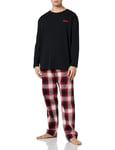 BOSS Men's Soft Check Long Set PYJAMA, Open Pink693, M