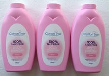 Cotton Tree 100% Talc Free Body Powder"Rose"  3 x 280 ml