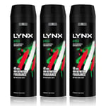 Lynx Mens XL Africa Body Spray 48H Fresh Mandarin & Sandalwood Scent Deo, 3x200ml - NA - One Size