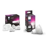 Philips Hue White & Colour Ambiance Starter Kit: Smart Bulb 3X Pack LED [GU10] & New White and Colour Ambiance Smart Light [GU10 Spot] with Bluetooth. Works with Alexa