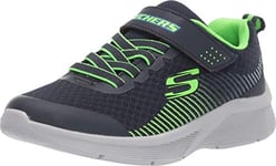 Skechers MICROSPEC, Baskets Garçon, Tissu Bleu Marine, Bordure Bleu Citron Nvlm, 36 EU