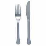 Amscan 9915411-215 - Graphite Grey Eco-Friendly Re-usable Dishwasher Safe Mixed Cutlery - 24 Pack