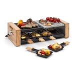 Raclette Table Grill Electric Party Set 1200W 8 Person Pan Natural Stone Wood