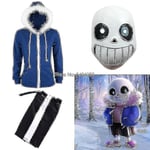 Chomel Undertale Sans Cosplay Hoodies Latex Mask Cool Skeleton Cos Blå Rock Halloween Cosplay Kostym Unisex Jacka Huvudbonad-WELLNGS just a coat and mask M