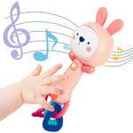 Baby Musical Rattles 0-6-12 månader, Baby Teething Toys med musik och ljus, Spädbarn pedagogiska lärande leksaker, Bitleksaker (Giraff) Rabbit