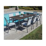 JULINEA CAVE - Ensemble table et chaises de jardin - 8 places - Gris Perle