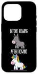 Coque pour iPhone 16 Pro Avant et après Rowing Unicorn Rower